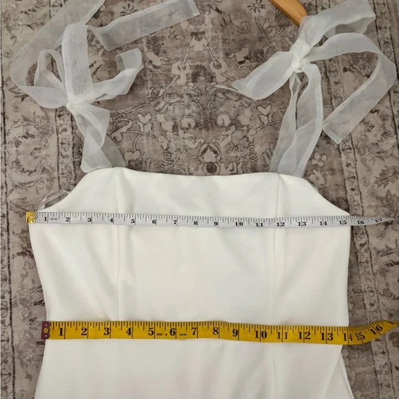 Lulus Romantic Celebration White Tie-Strap Bodycon Midi Dress Size medium Bridal - Picture 6 of 10
